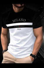 'Milano' Fancy Graphic Print Men's Crew Neck Short Sleeve T-Shirt