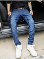 Men's Cat Scratch Stretch Slim Fit Bias Pocket Straight Leg Jeans - Image 3