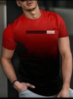 Casual Fashion Top With Gradient Print Short Sleeve Crew Neck - Image 2