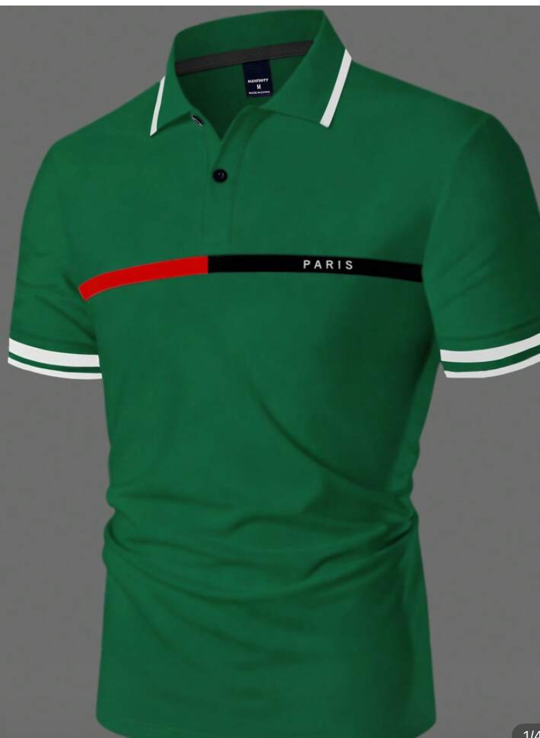 image00003 Manfinity Mode Men's Striped Print Short Sleeve Casual Polo Shirt - Image 1