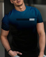 Casual Fashion Top With Gradient Print Short Sleeve Crew Neck - Image 4