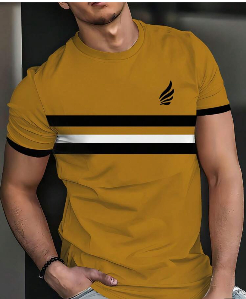 image00005 Men's 'Elegant Striped Men's T-Shirt Short Sleeve Crew Neck - Image 1