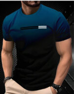 Casual Fashion Top With Gradient Print Short Sleeve Crew Neck - Image 5