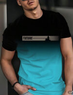 Men's Casual Crew Neck Short Sleeve T-Shirt With Gradient And Monogram - Image 11