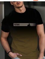 Men's Casual Crew Neck Short Sleeve T-Shirt With Gradient And Monogram - Image 9