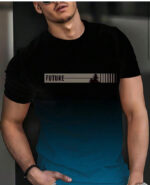 Men's Casual Crew Neck Short Sleeve T-Shirt With Gradient And Monogram