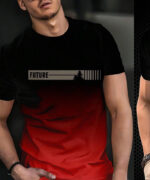 Men's Casual Crew Neck Short Sleeve T-Shirt With Gradient And Monogram - Image 3